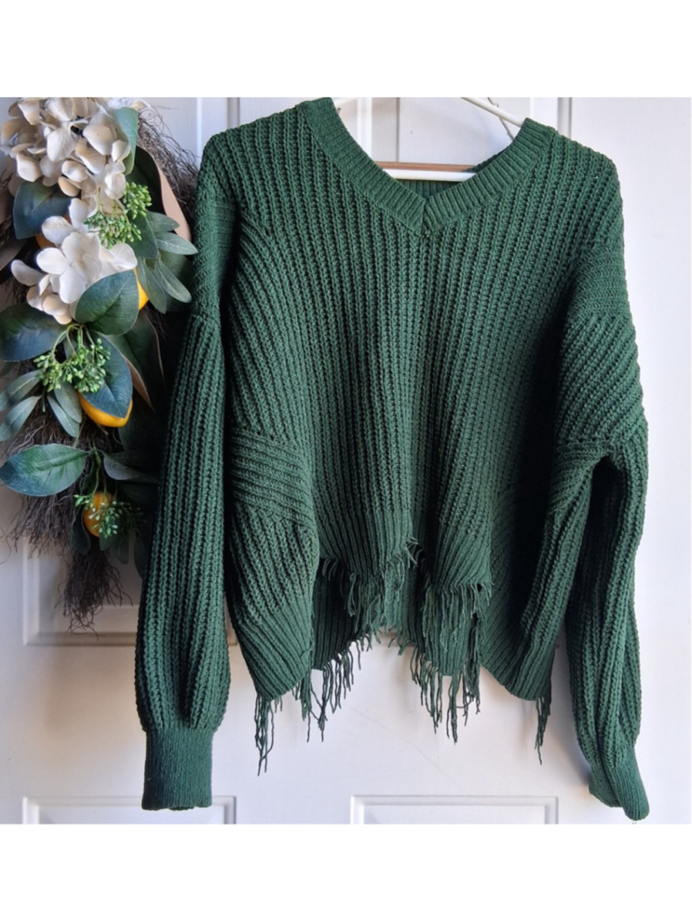 Women's No Boundaries Green Distressed Knit Sweater XXXL